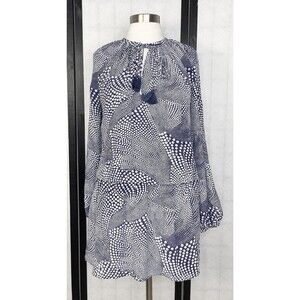Ramy Brook Silk Wave Polka Dots White and Blue Mini Dress. Size: Xs/TP